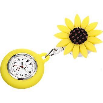 Yellow Nurse Watch with Hanging Buckle Simple Student Watch for Decoration Use Silicone Zinc Alloy