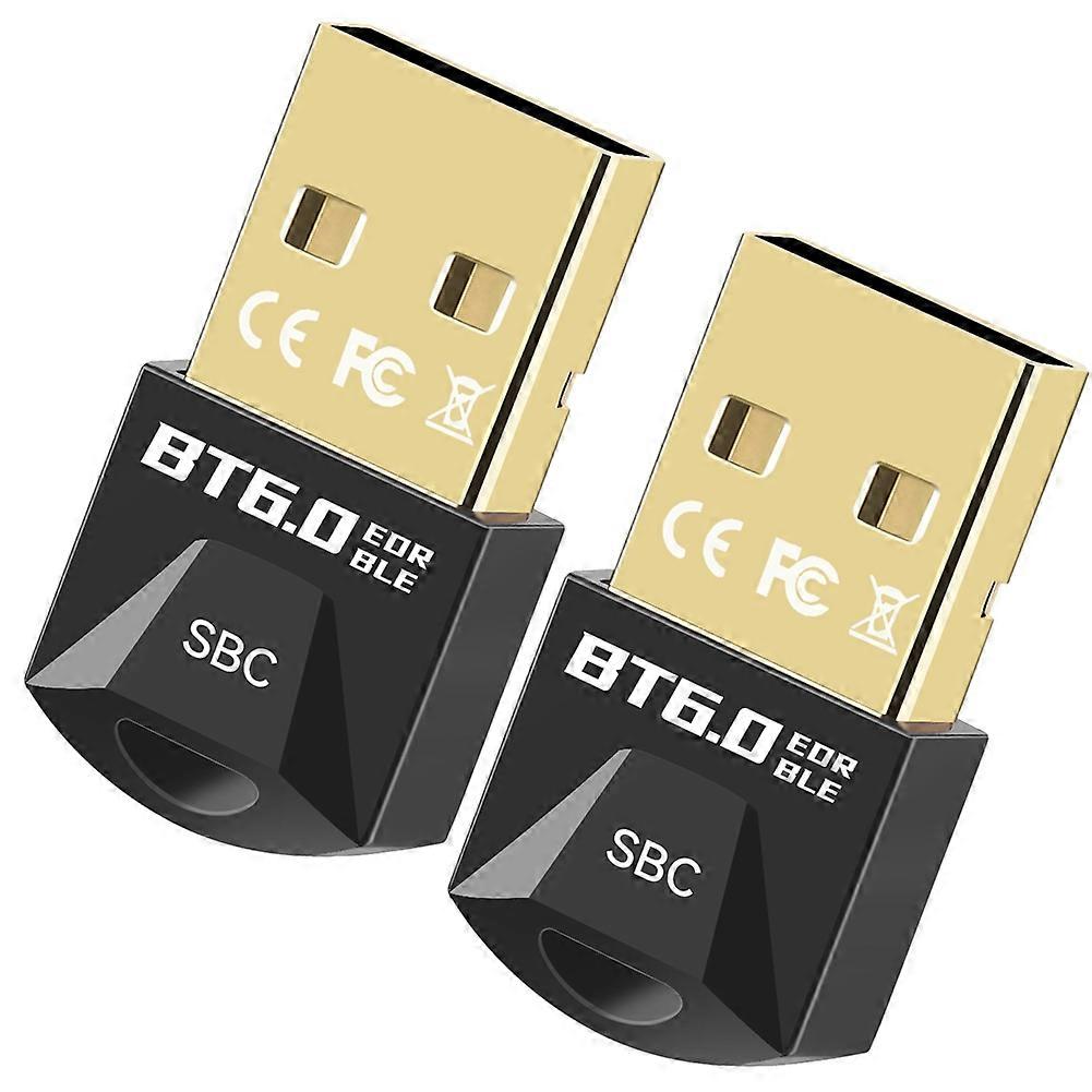 2Pcs USB Adapter Bluetooth 6.0 USB Dongle AAC Decoder Wireless Music Audio Receiver Transmitter for PC Mouse Keyboard