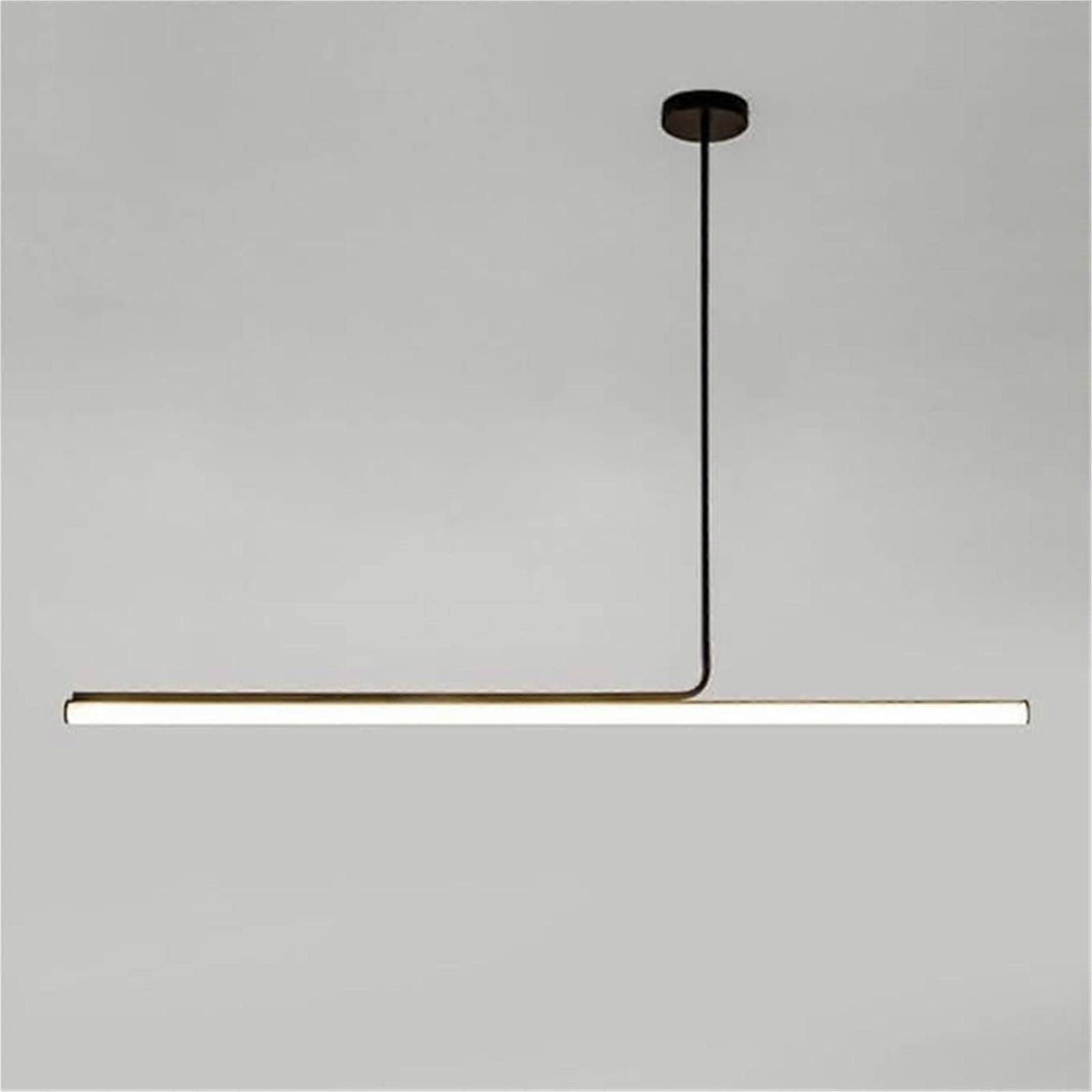 Modern Linear Pendant Light with Adjustable 3Color LED, Black Chandelier for Kitchen and Dining