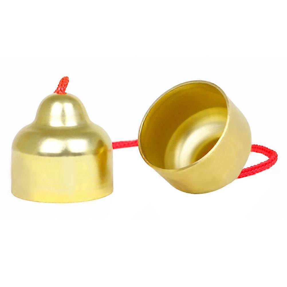 Golden Copper Little Bell for Home Use Touch the Bell Music Teaching Aid for Kids 1 Pair