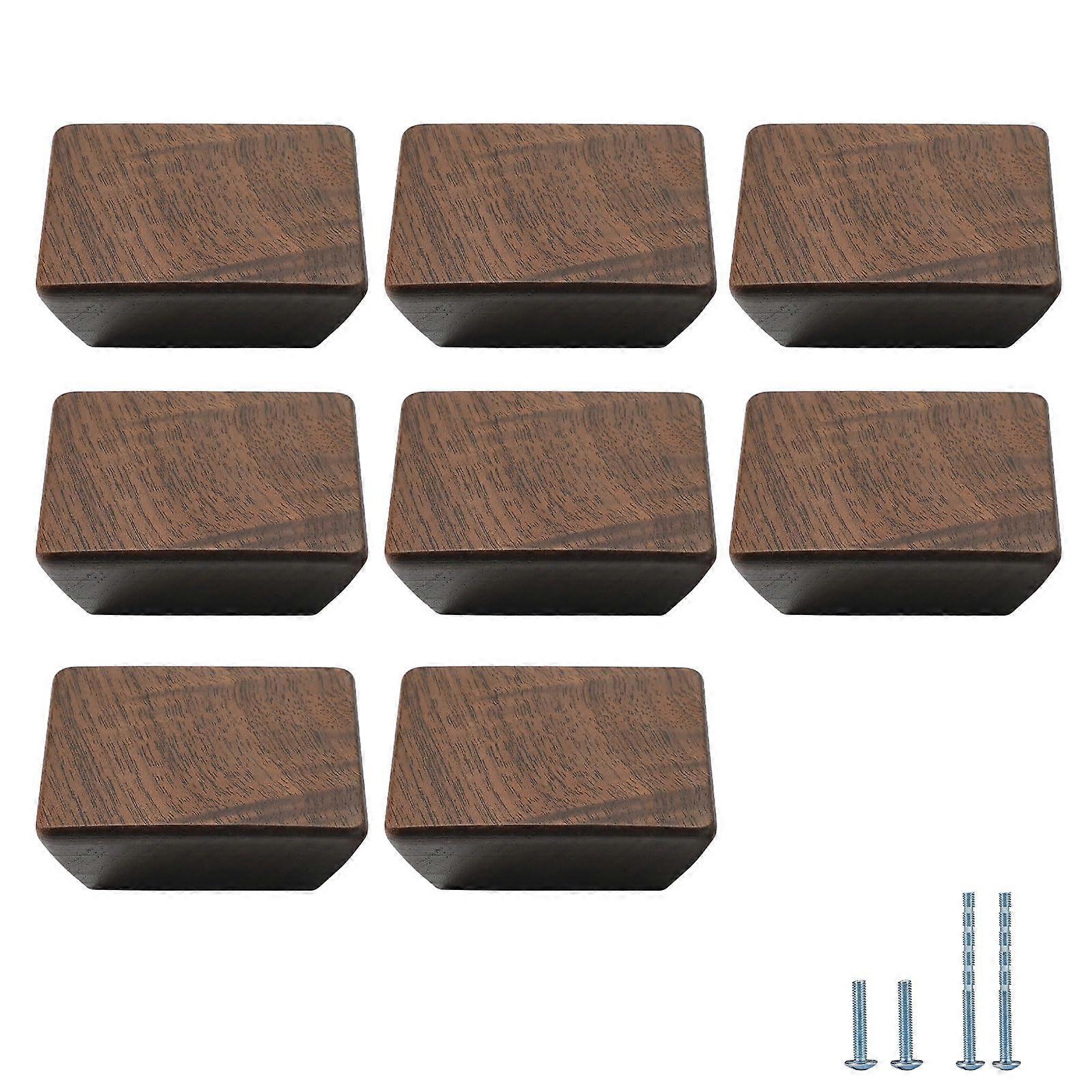8 Pack Walnut Wood Cabinet Door Handles Durable Square Drawer Pulls SingleHole Wardrobe Knobs