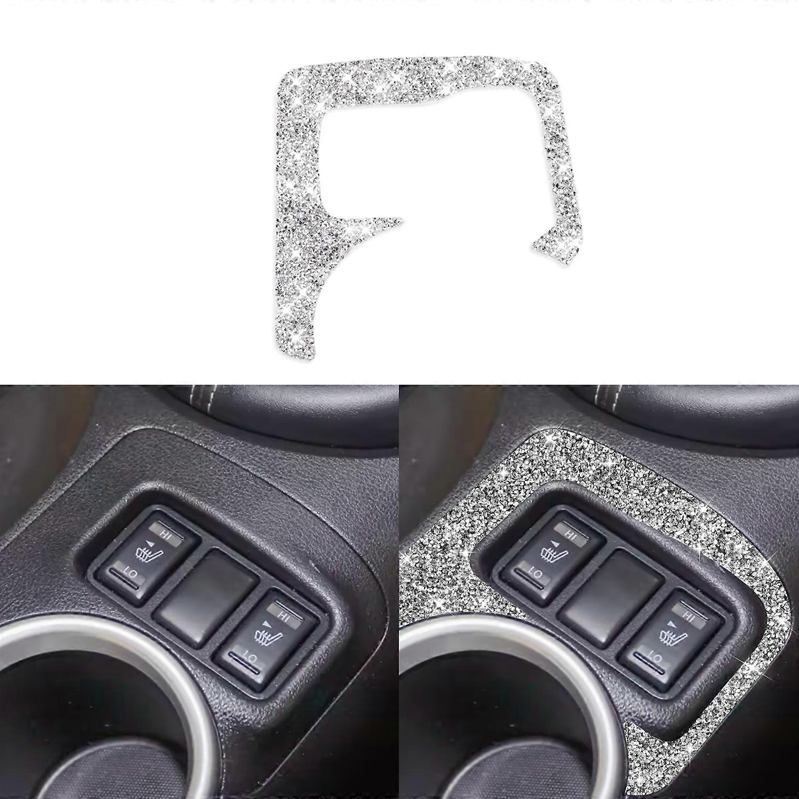 Car Central Control Heating Button Outer Frame Diamond Decoration Sticker, Left and Right Drive