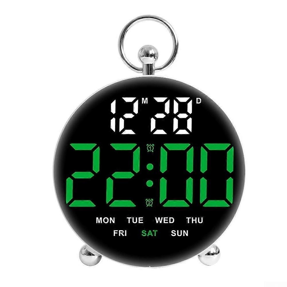 Smart LED Desk Clock with Temperature Display, Voice Control, Adjustable Brightness, Green