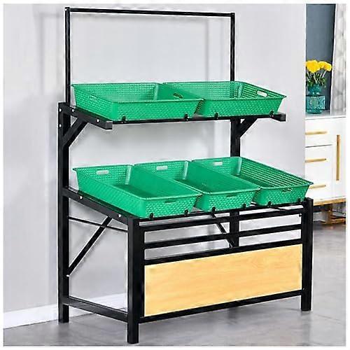 2Tier Vegetable Storage Rack with Durable Metal Frame and Removable Trays for Fruit Display