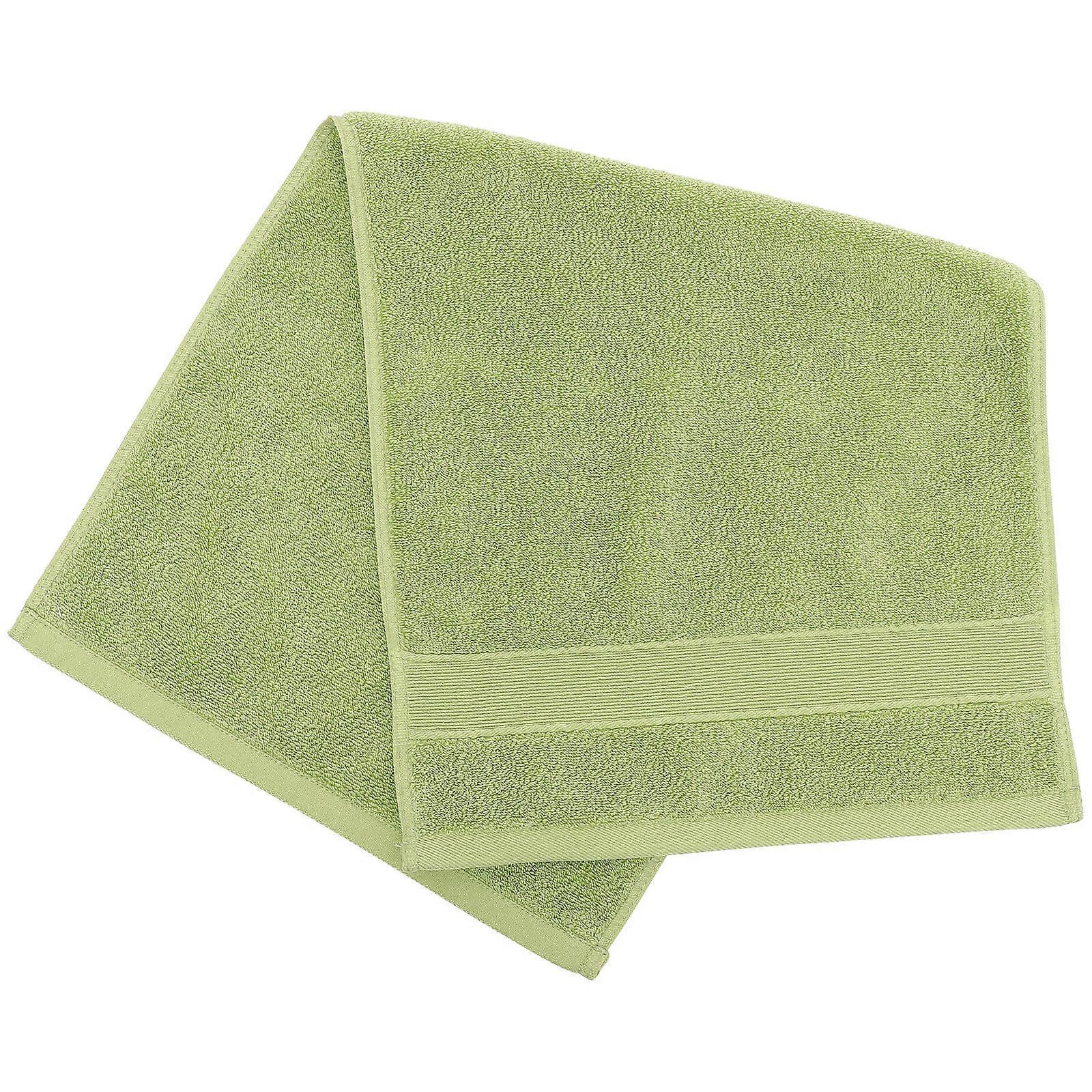 Multi-function Rectangular Towel 2Pcs Comfortable Cotton Towel For Hiking Bathing Yoga Camping Exercise In Green