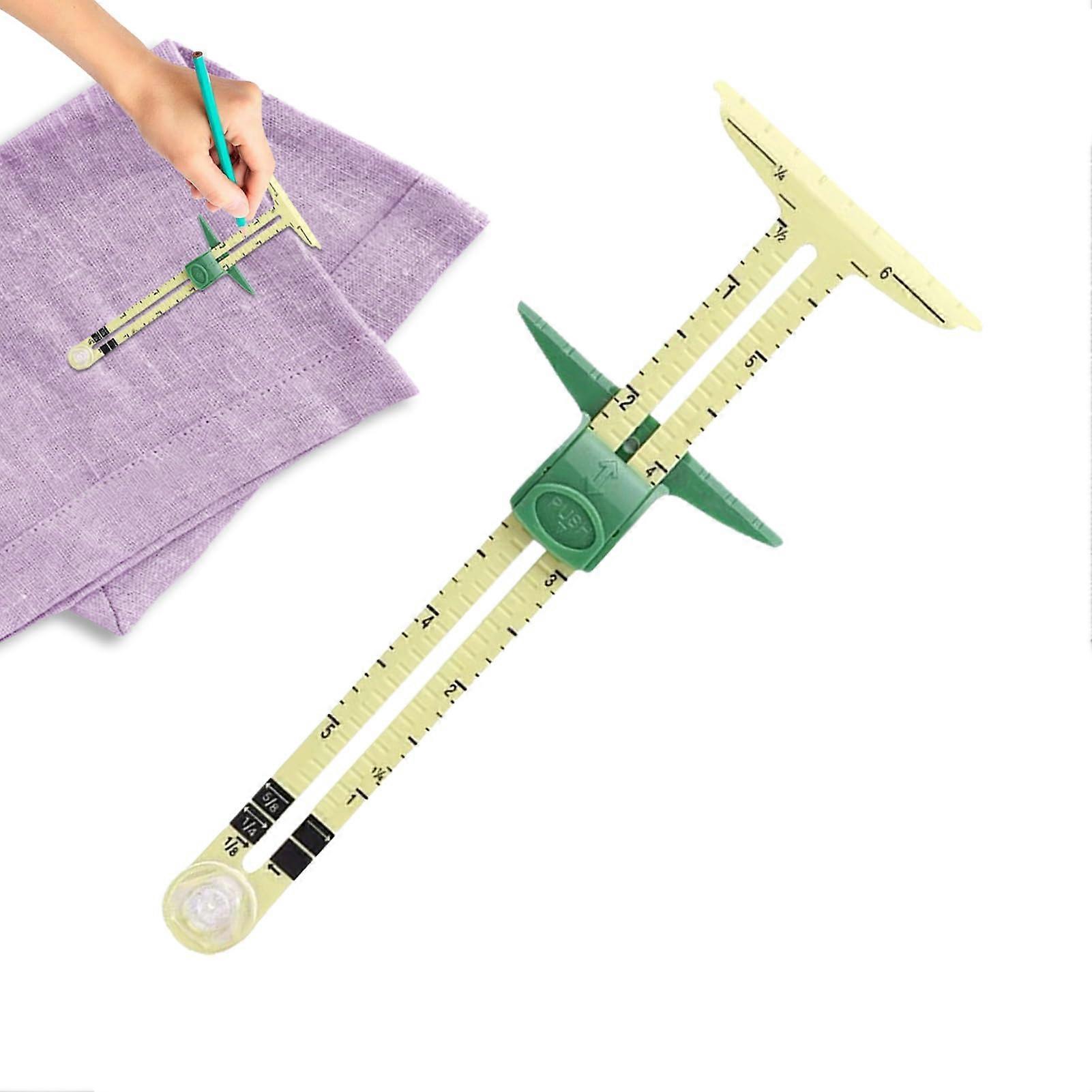 Quilting Ruler with Precision Sliding Gauge, Adjustable Measurement for Sewing and Crafting