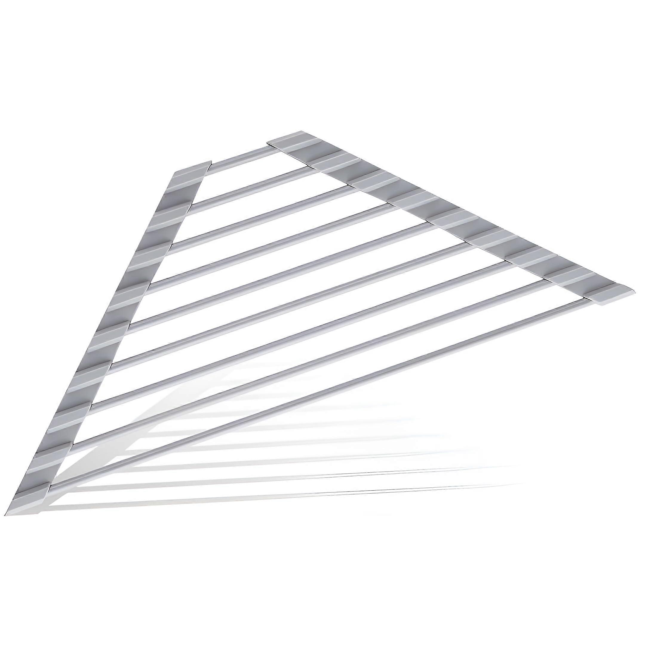 Over the Sink Foldable SiliconeCoated Triangular Dish Drying Rack for Corner SpaceSaving Use (Gray)