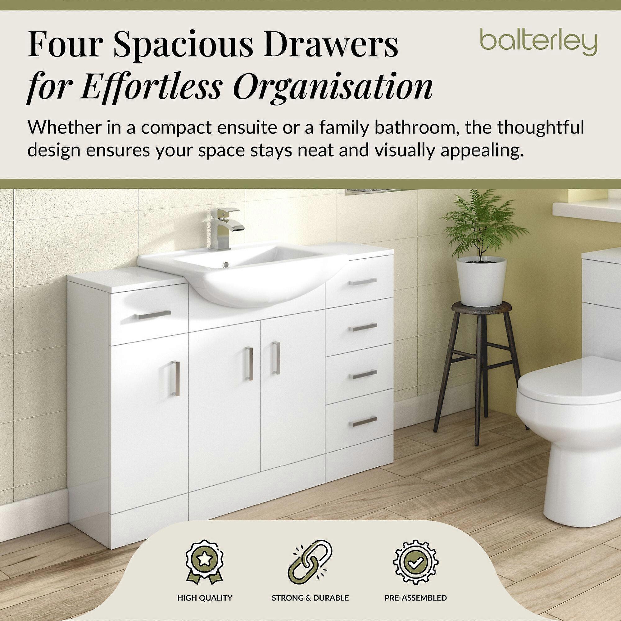 Slimline 4 Drawer Unit - 300mm - Gloss White