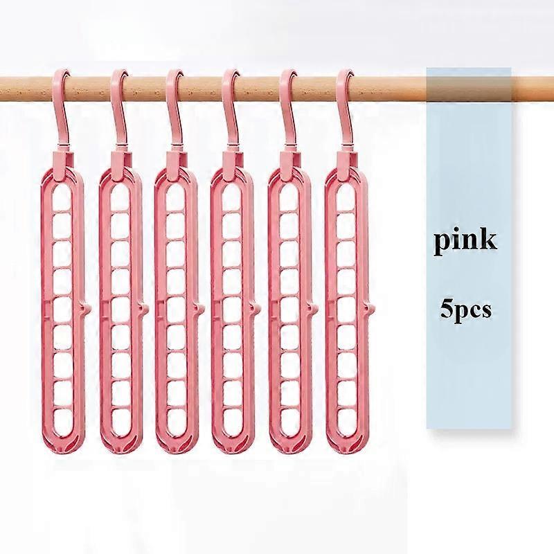 5pcs 9-hole wardrobe storage rack multifunctional foldable clothes drying rack storage clothes rack space-saving clothes hanger