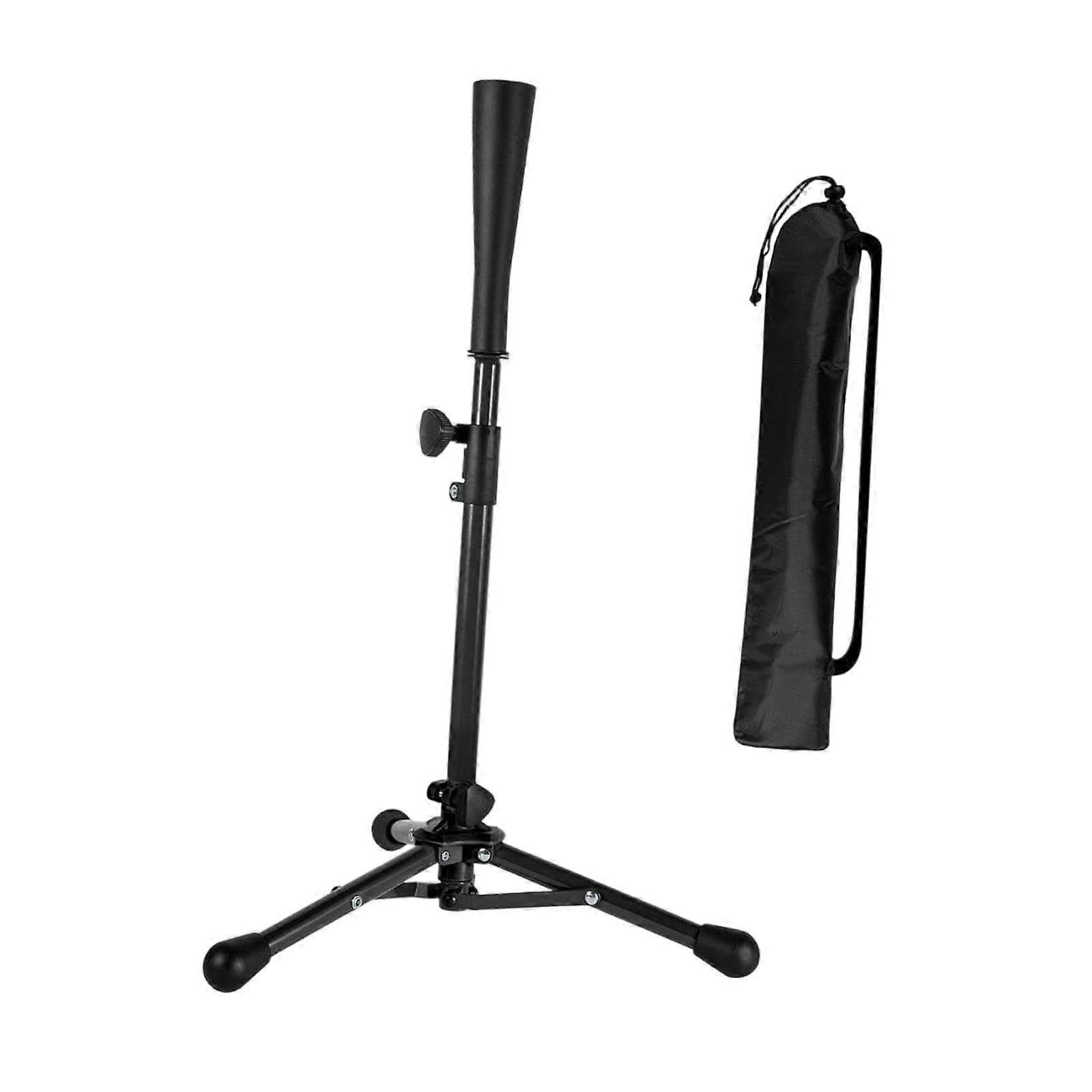 Baseball Softball Batting Tee Adjustable Height Foldable Tripod Base with Carry Bag Black