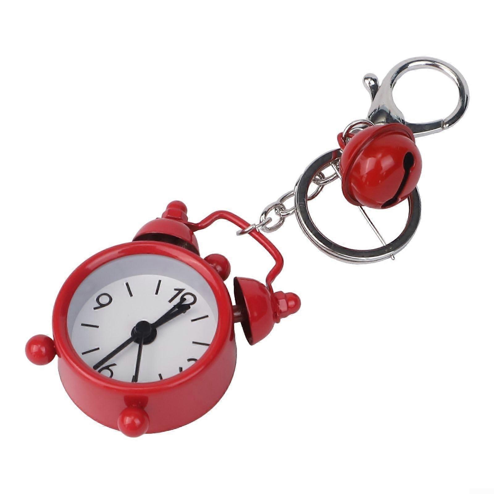 Mini Alarm Clock Keychain with Stylish Creative Design, Compact Durable Alloy Travel Accessory Red
