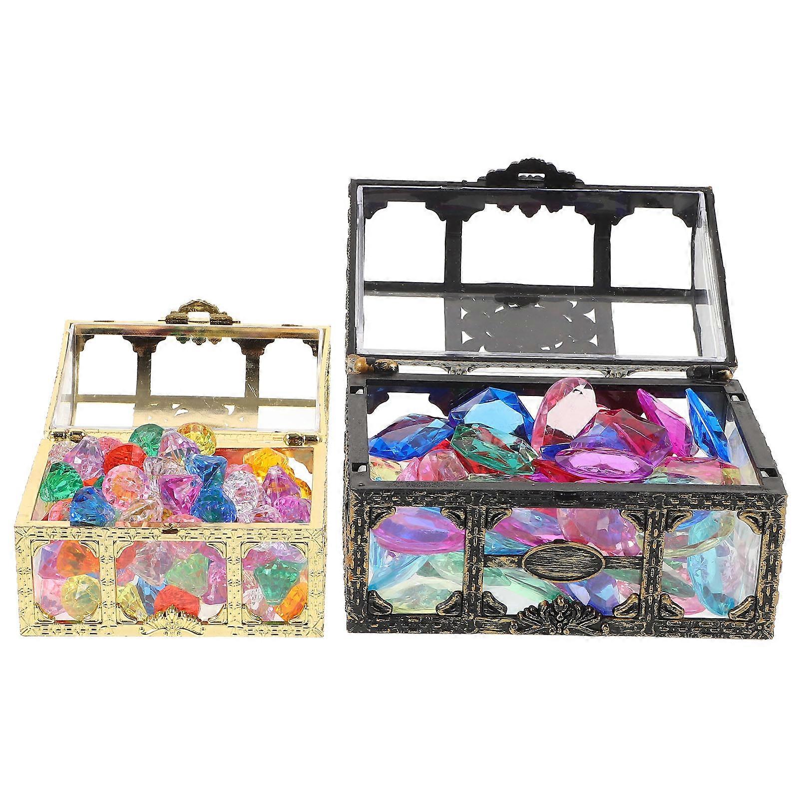 Pirate Treasure Chest Gems Storage Box for Decorative Use 1Set