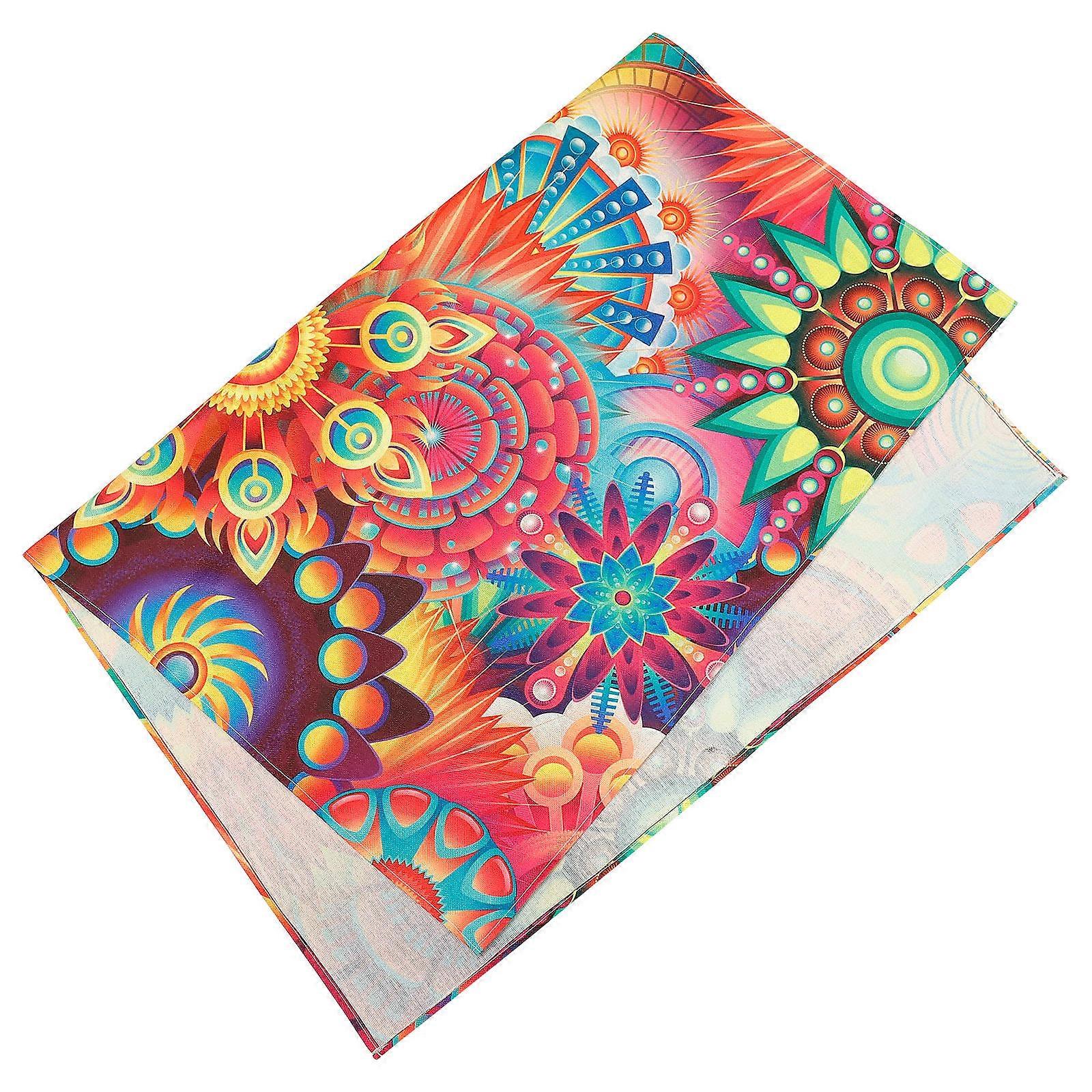 Art Printing Table Cloth for Dining Use Flax Material Rectangle Cover 2Pcs