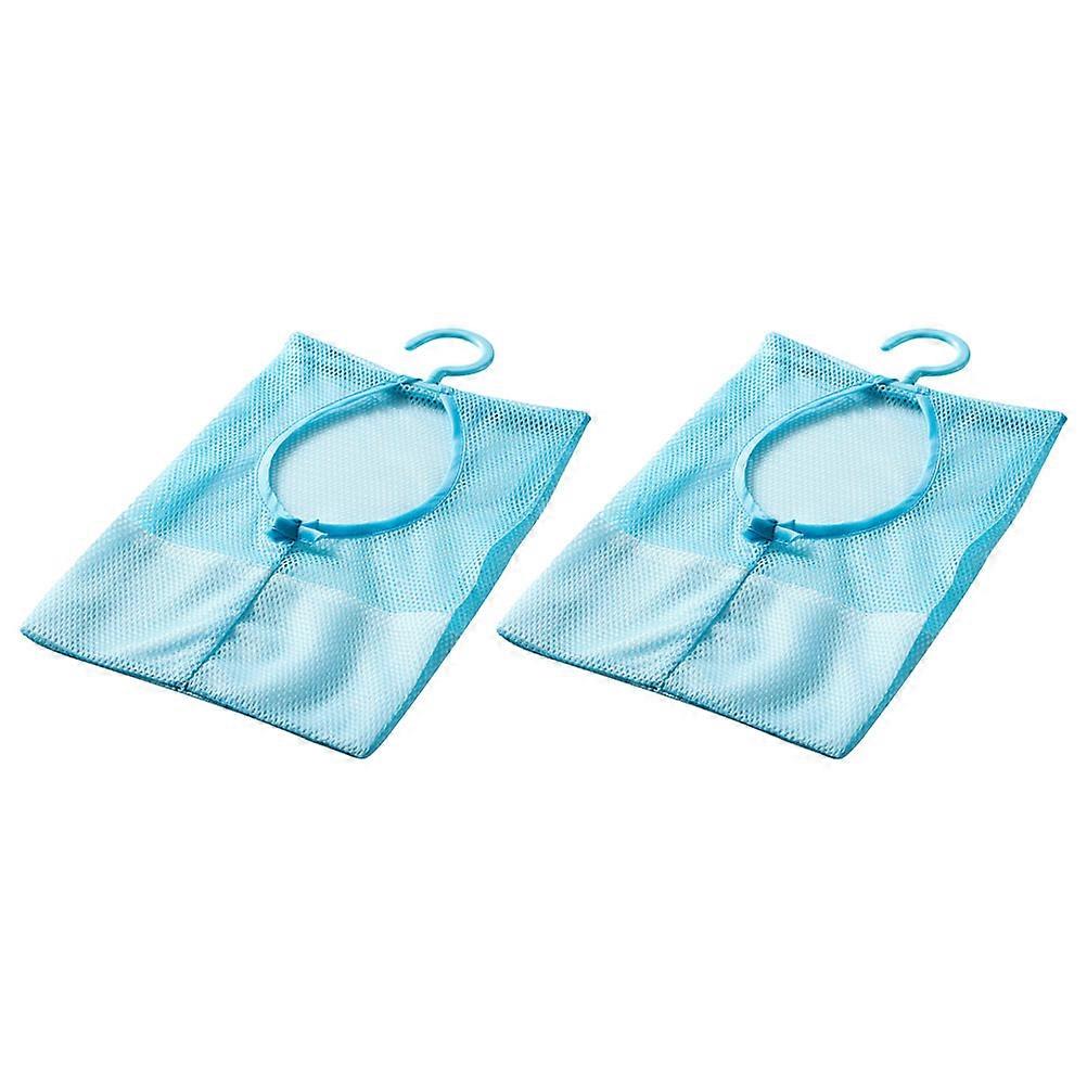 Multipurpose Mesh Clothespin Bag for Hanging Storage 2Pcs Blue