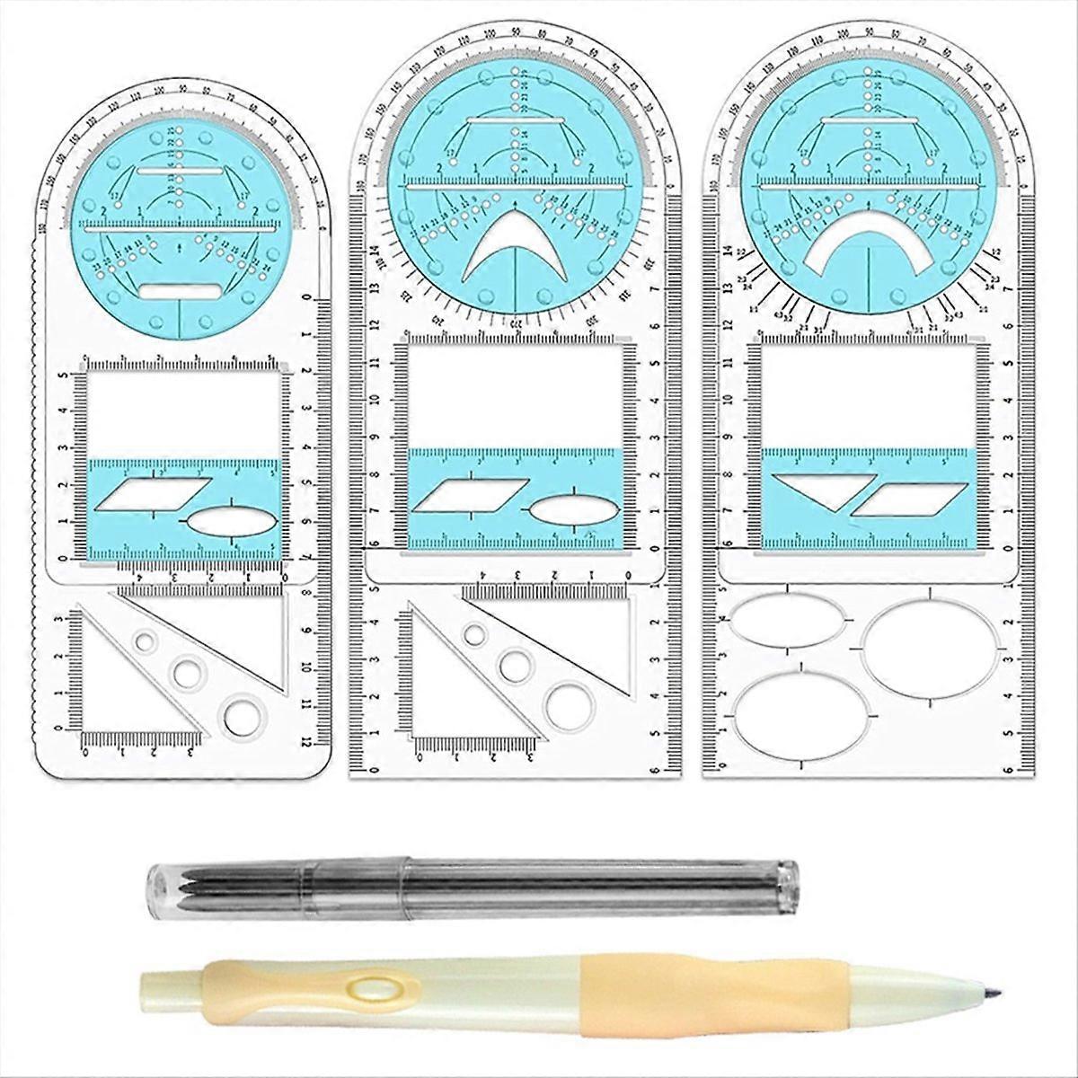 Multifunctional Geometric Ruler, Geometric Drawing Template