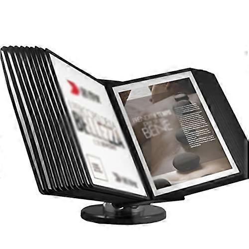 Desktop Reference Display Stand with 20 A4 EasyLoad Pockets and Weighted Base Organizer