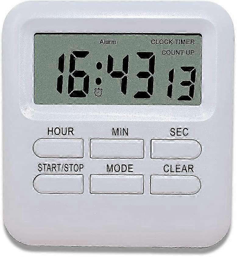 Digital Timer with 3 in 1 Clock/Alarm Clock Function,Magnetic Kitchen Timer,Countdown Stopwatch(White)