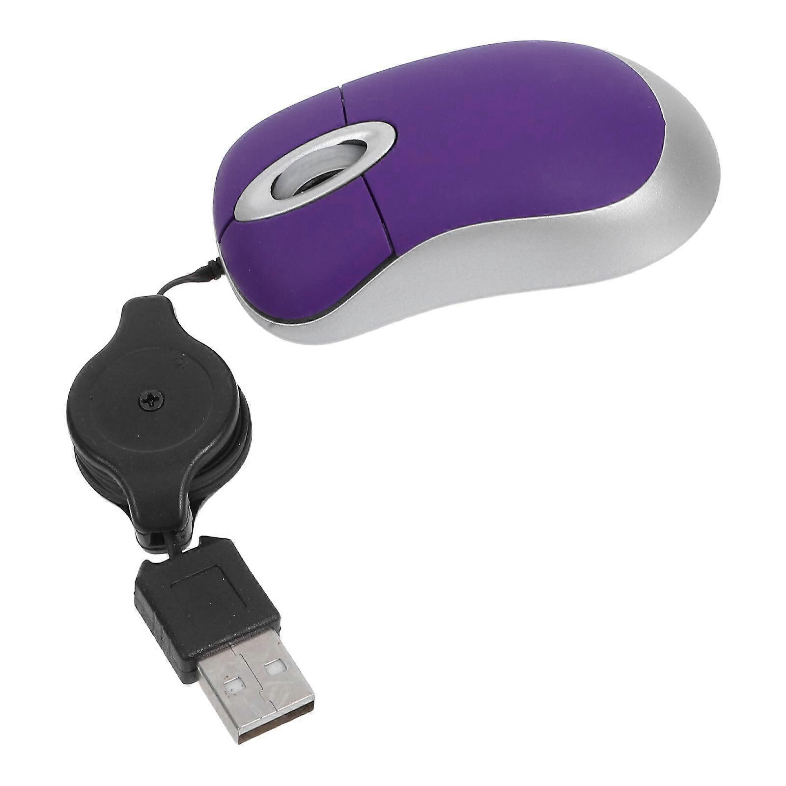 Creative USB Wired Mouse Mini Telescopic Mouse Computer Notebook Mouse Portable Mouse (Purple)