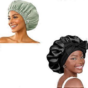 Double Layer Shower Cap and Satin Bonnet Silk for Sleeping