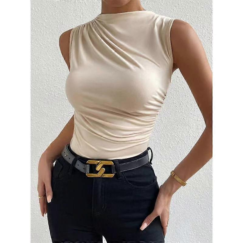 Women's Summer Knit Swing Neck Sleeveless Solid Colour Top