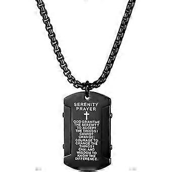 Cross Bible Christ Pendant Necklace, Men's Stainless Steel Jesus Scripture Lord's Prayer Catholic Dog Tag Chain Jewelry