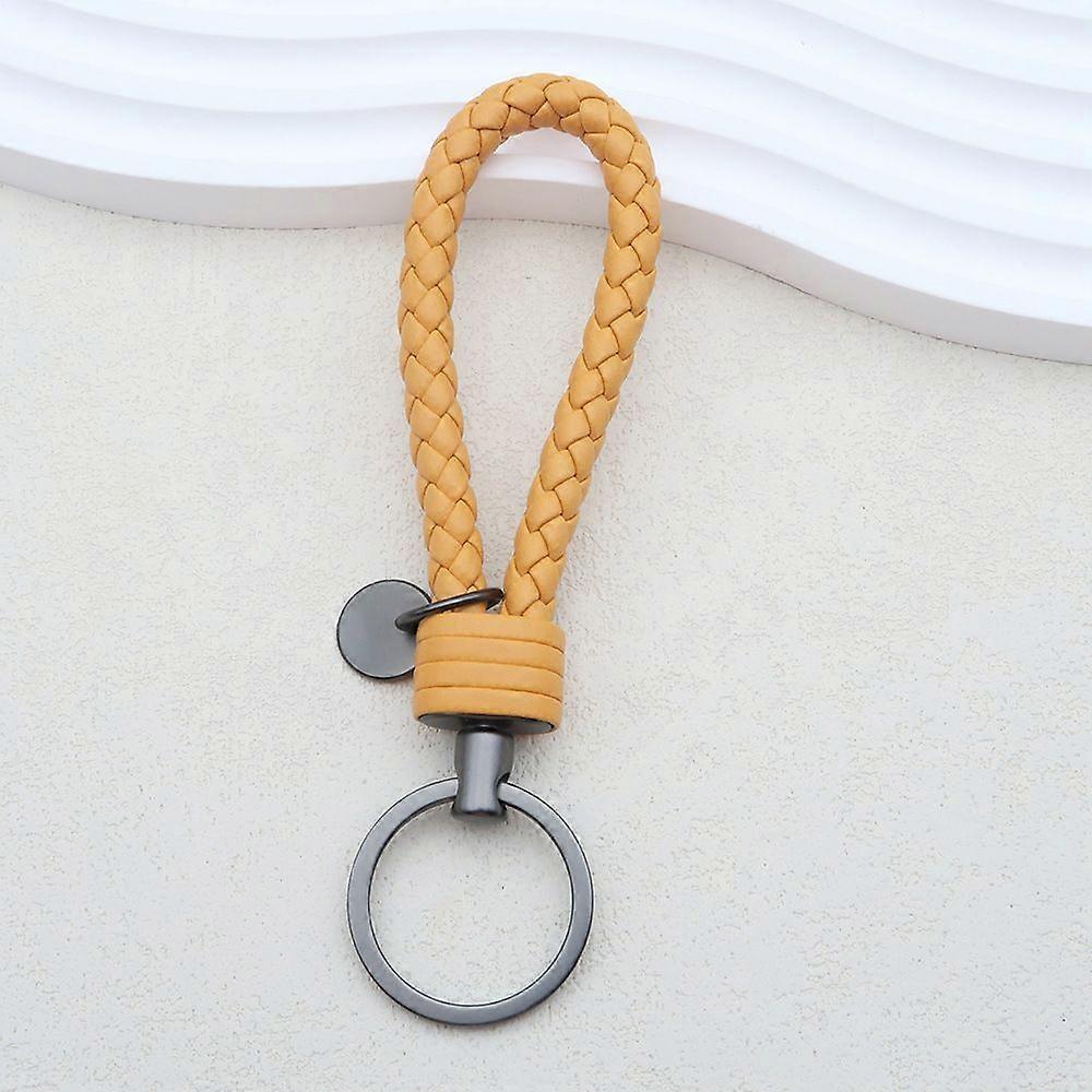 Woven leather rope car keychain