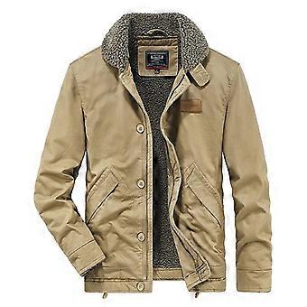 Winter Casual Lamb Wool Cotton Clothes Men's Fleece Thickened Lapel Military Uniform Large Size Cotton-padded Clothes Versatile Jacket