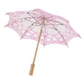 Handmade Cotton Lace Parasol Mini Wedding Bridal Flower Girls Umbrella 