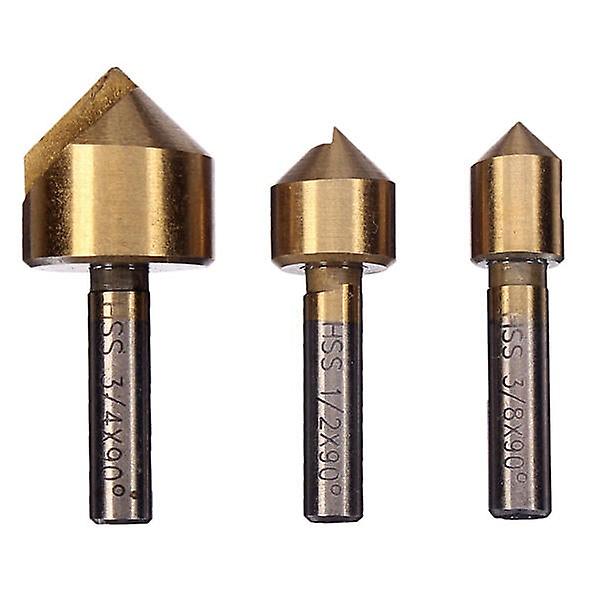 3Pcs Single Flute 90 Degree Edge Chamfer Set Countersink Drill Bit