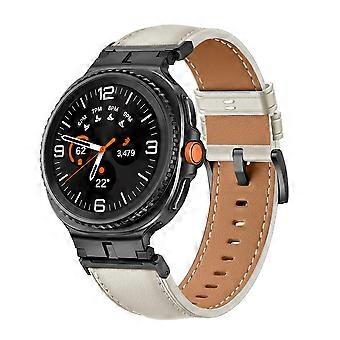 For Samsung Galaxy Watch 8 / 8 Classic Leather Strap with Metal Connector Beige / Black