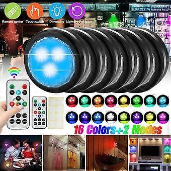 6-Pack RGB LED Under Cabinet Closet Lights with Remote Control - Adjustable Brightness & Timer - Easy Installation