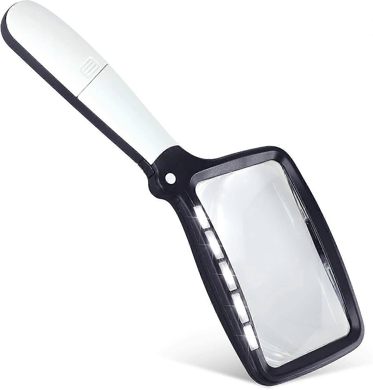 Rectangular reading magnifier with 5 LED lights, 2 intensity modes and magnification