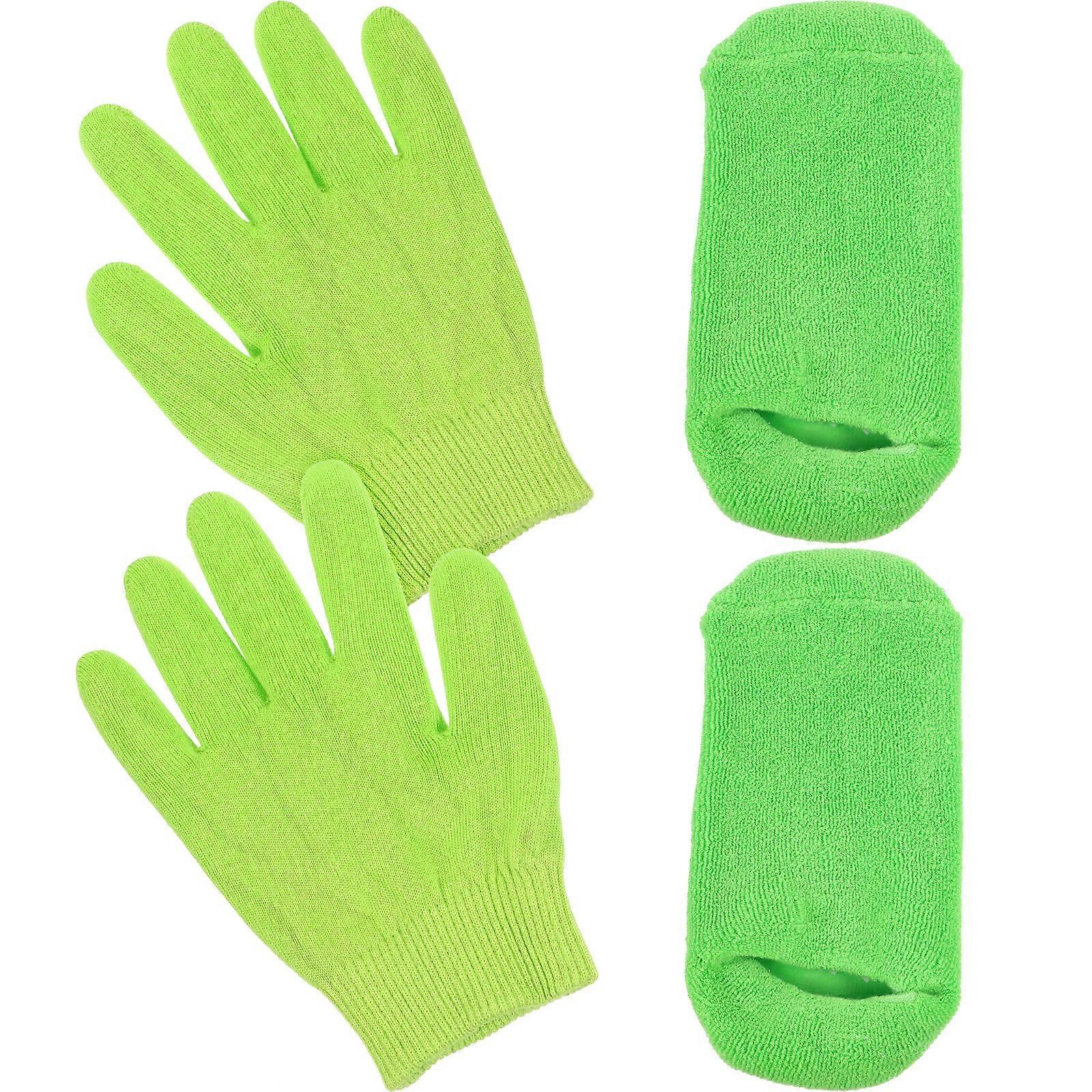 Comfortable Moisturizing Gloves and Socks for Hands 2Sets Green