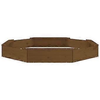 Sandpit with seats, honey brown, octagonal, solid pine wood