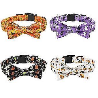 Halloween Printed Hundehalsband mit abnehmbarer Schleife Verstellbares schönes Haustierhalsband