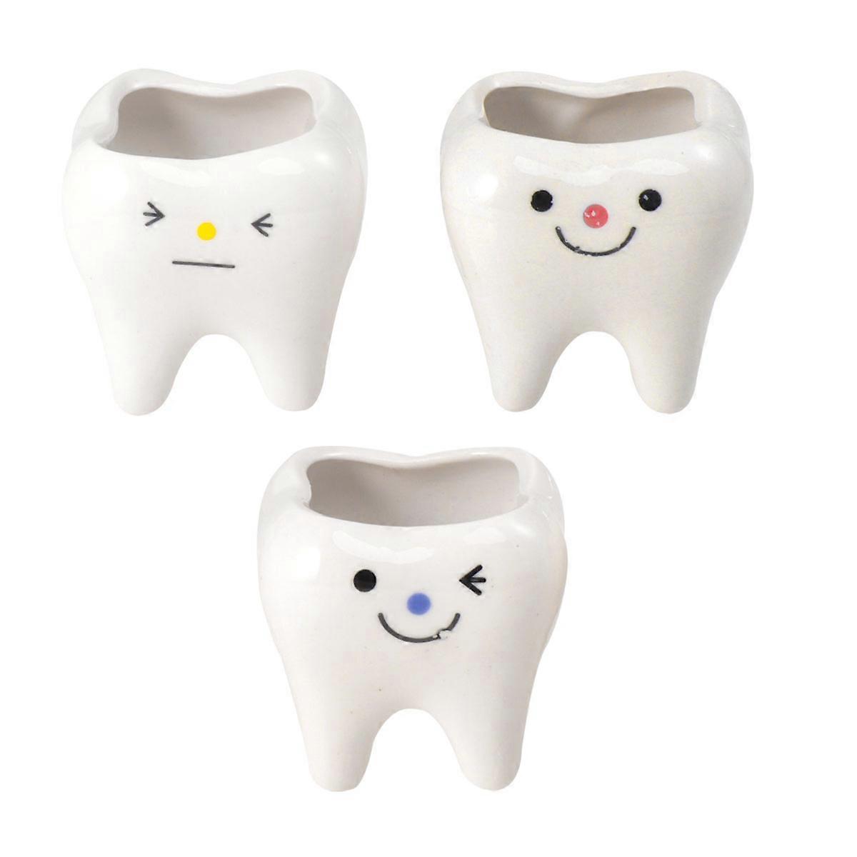 Ceramic Flower Pot Creative Mini Tooth Design for Storage 9Pcs
