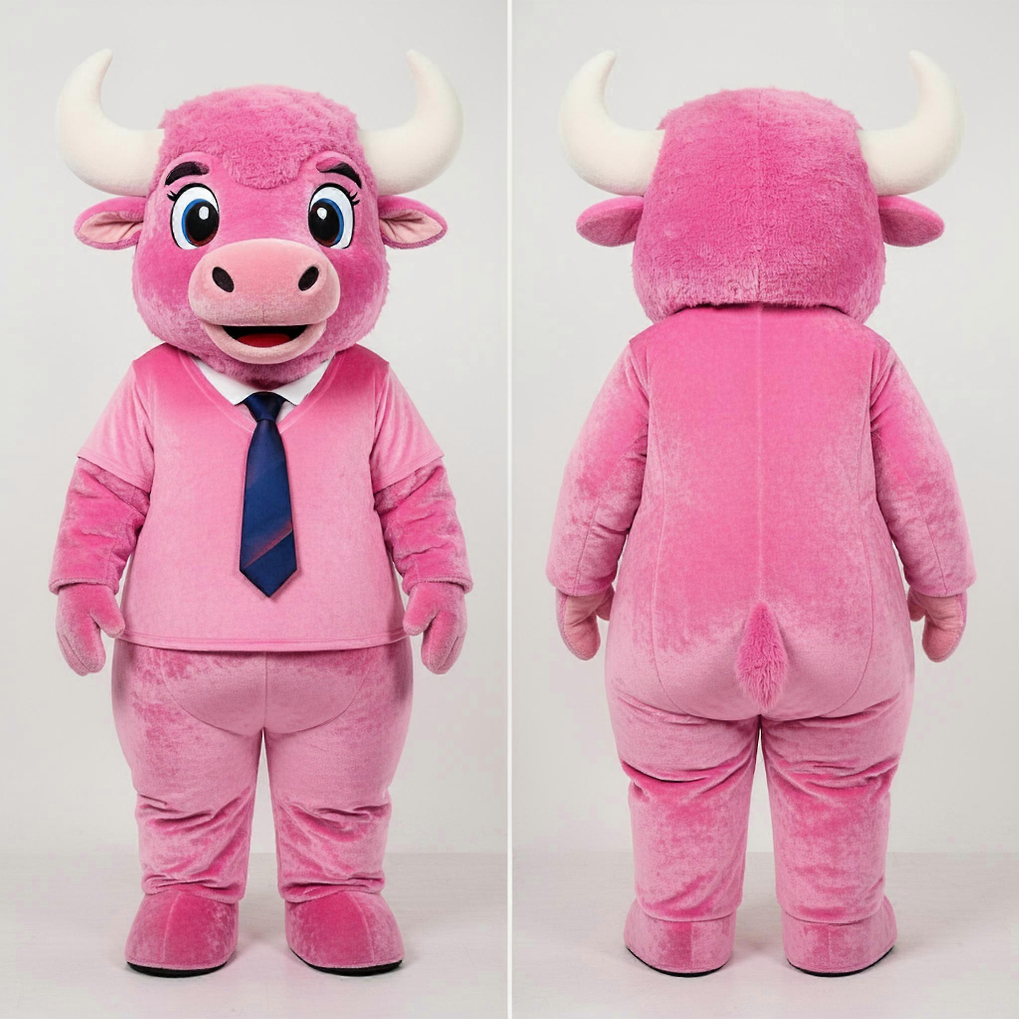 MASTICOT Pink Plush Bison Mascot