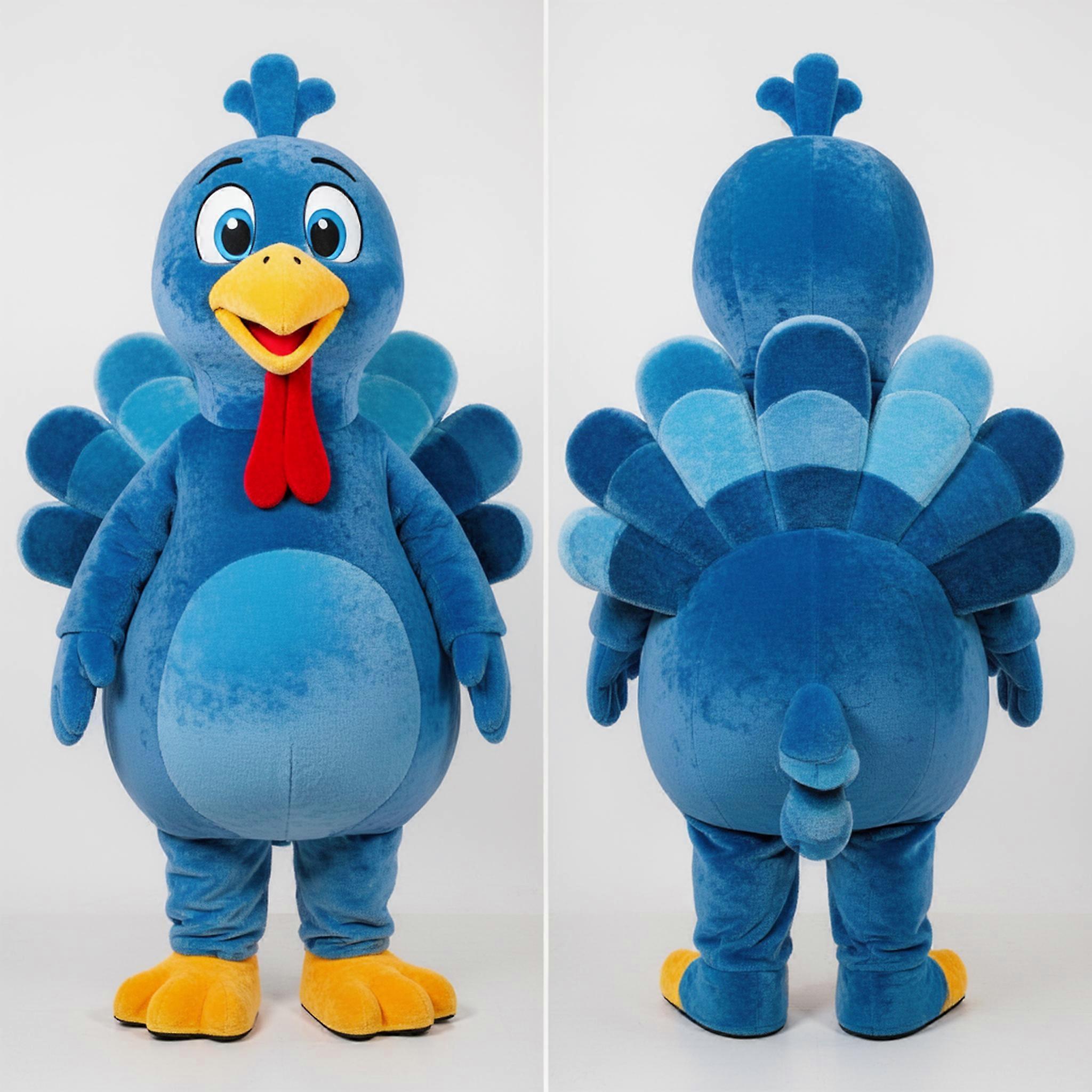 MASTICOT Azure Blue Rounded Turkey Mascot