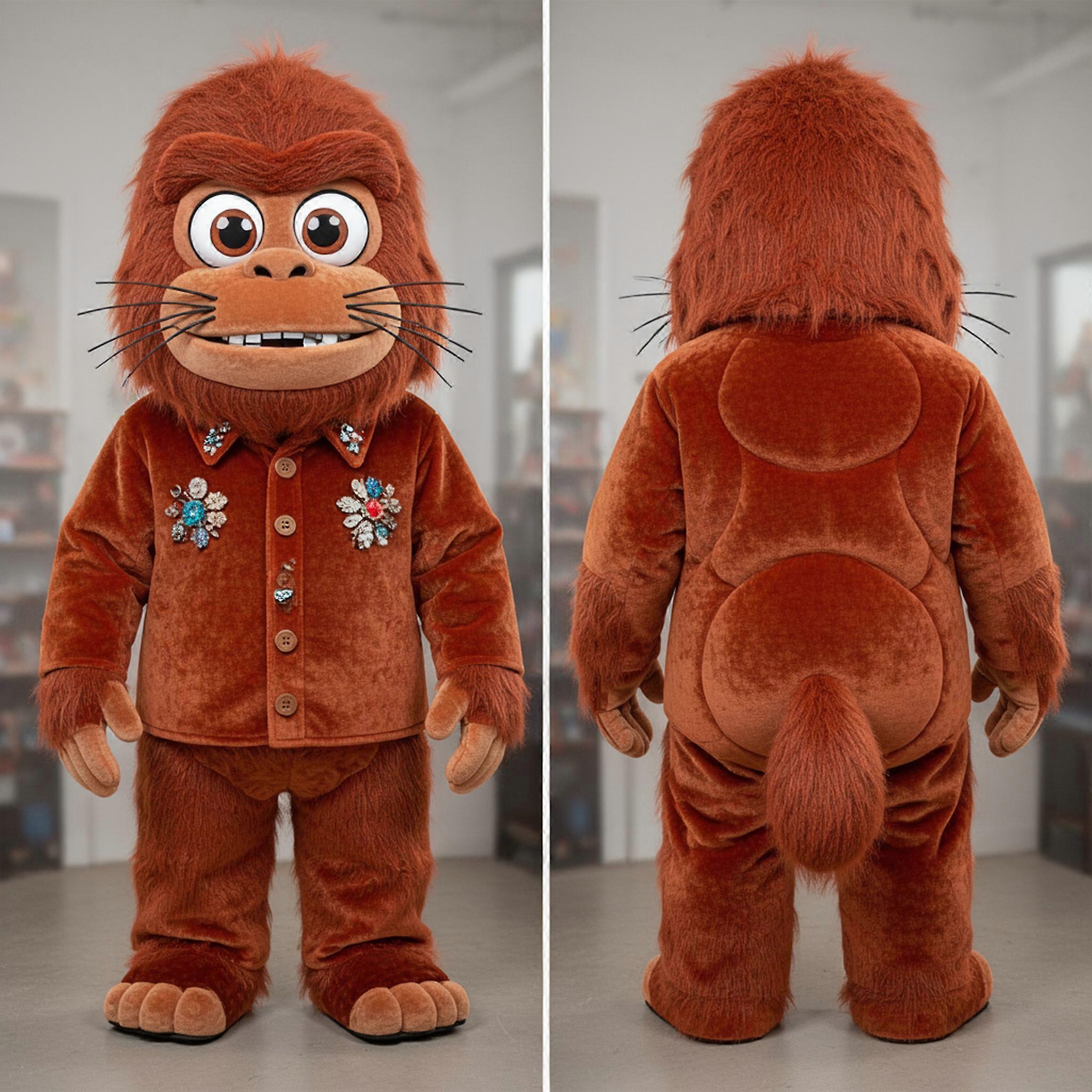 MASTICOT Rust Orange Expressive Sasquatch Mascot
