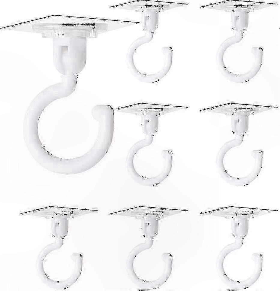 Rotatable Clear Adhesive Hooks compatible with Wall and Ceiling Mounting