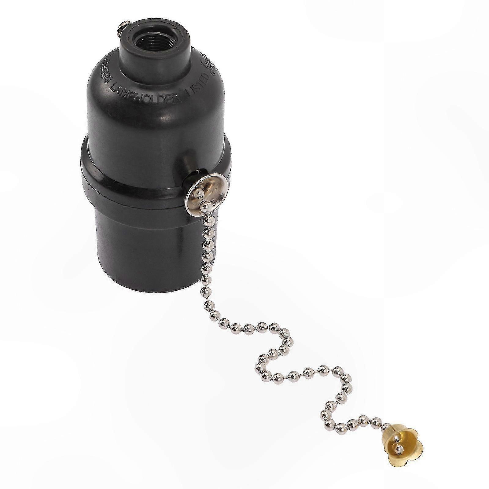 E27 Pull Chain Socket Durable Black