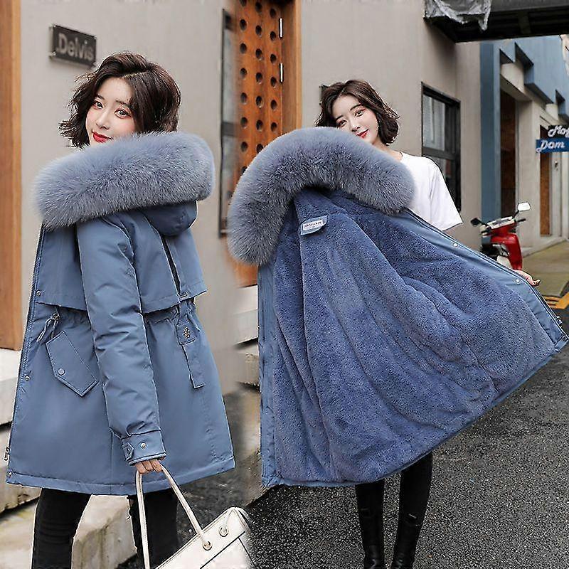 Women's White Hooded Down Jacket with Fur Collar