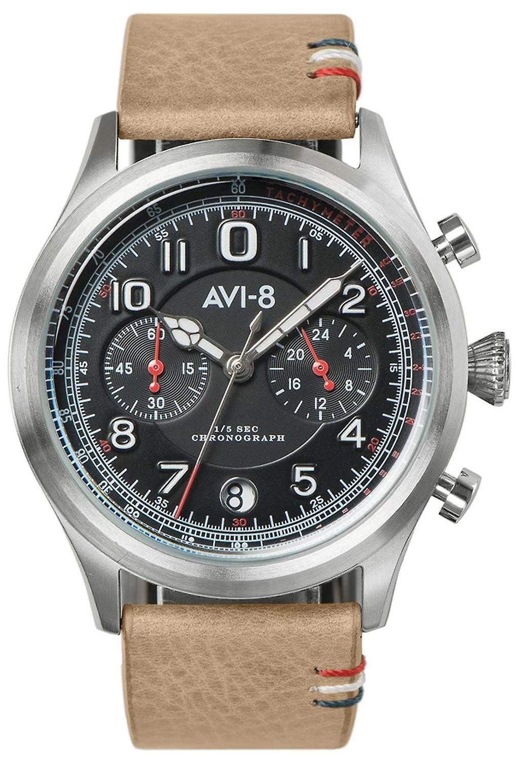 Flyboy Lafayette Men's Japanese Quartz Analog Watch with Cowhide Bracelet AV-4054-02