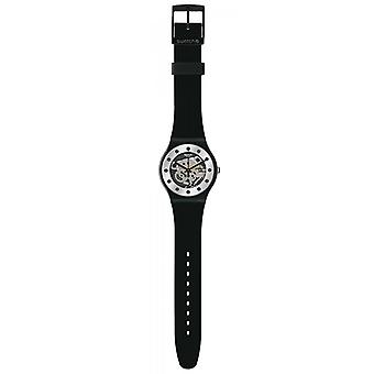 Swatch silver glam watch for Unisex Analog Quartz with Silicone bracelet SUOZ147