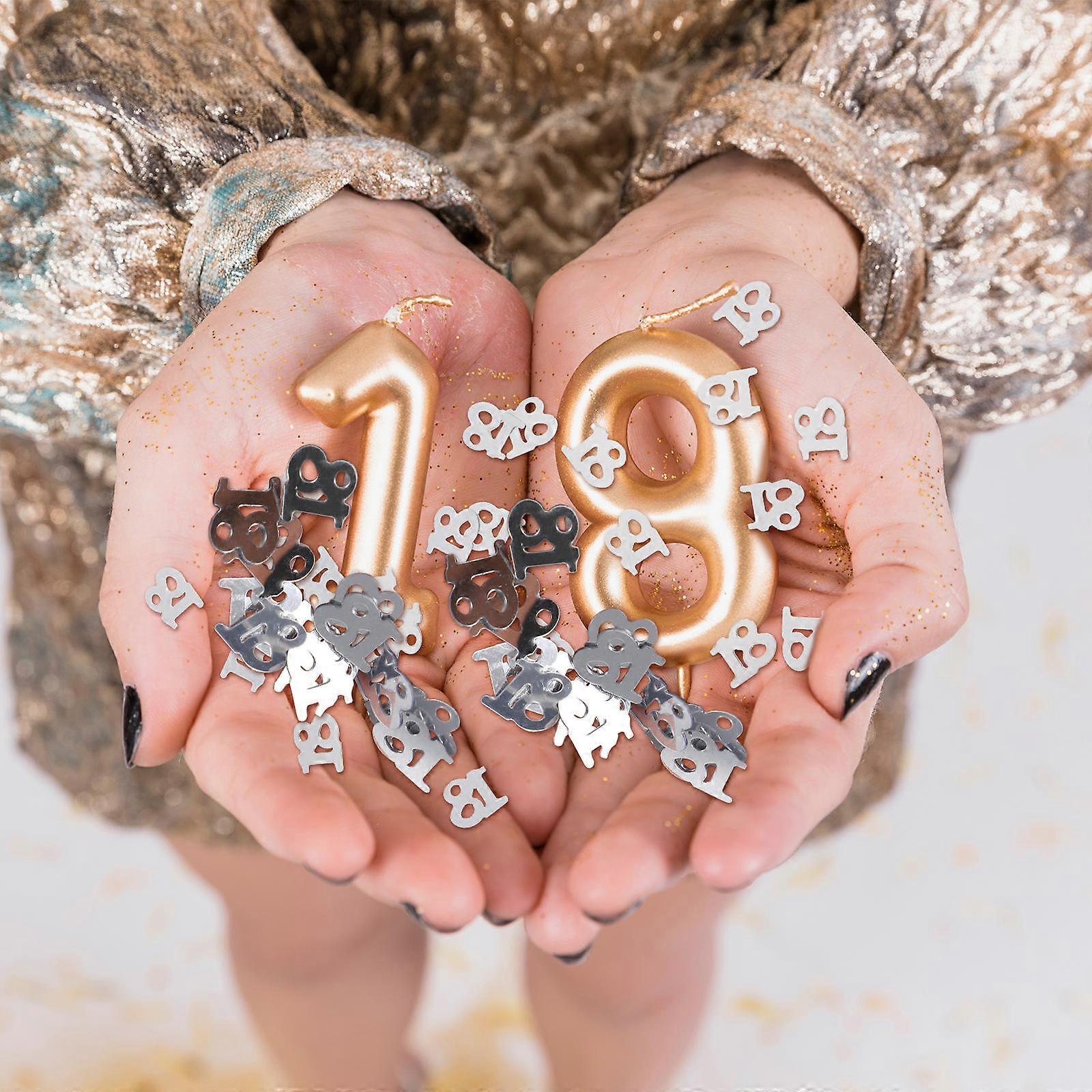 Table Confetti Silver Number Pattern Birthday Party Throwing 1200Pcs