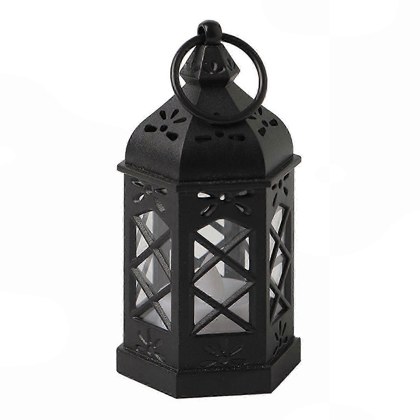 Vintage LED Flame Lantern Black