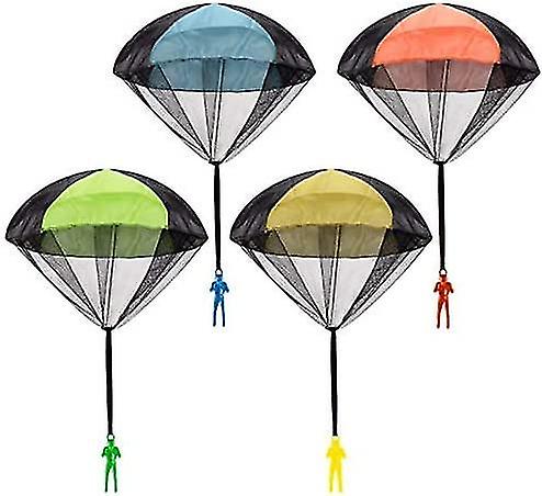 Jouets de parachute, jouets de lancer franc enchevêtrés Parachute, jouets volants pour enfants en plein air, aucune batterie ou assemblage requis (ensemble de 4)