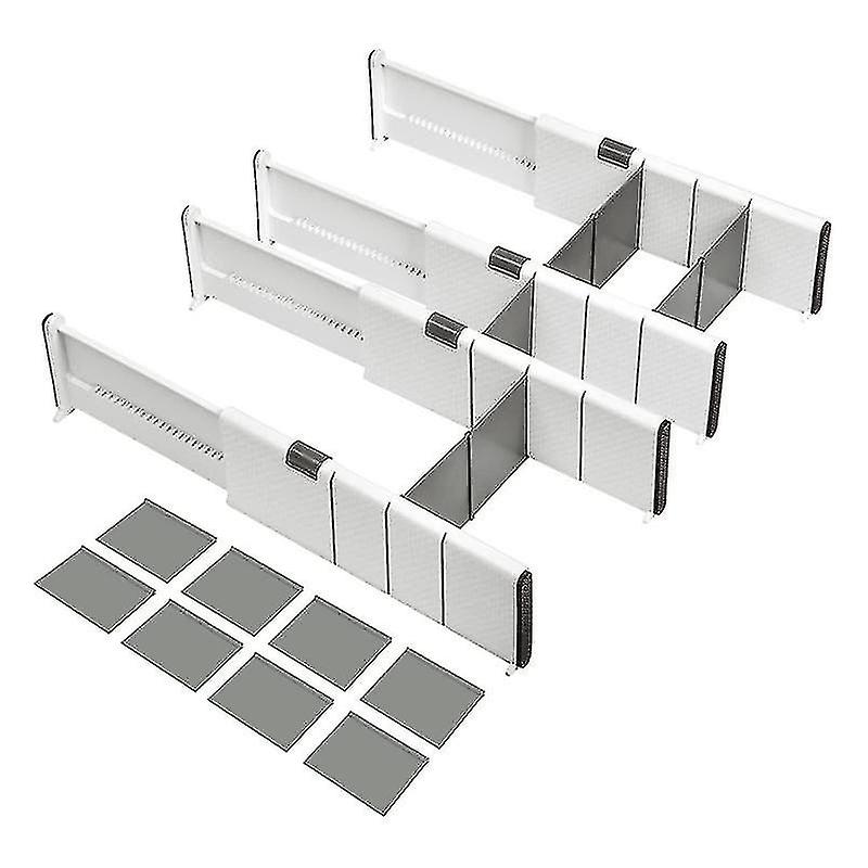 Drawer Dividers Organizer 4 Pack, Adjustable Separators With 8 Inserts Expandable From 11-17inch Fo