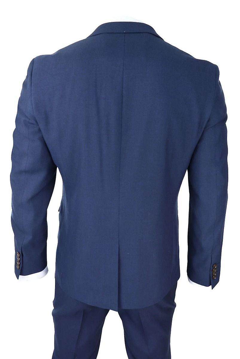 Mens 3 Piece Navy Blue Classic Retro Suit | Fruugo UK