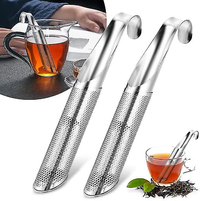 2 stykke te sil rustfritt stål tefilter med langt håndtak te pinne for løs te